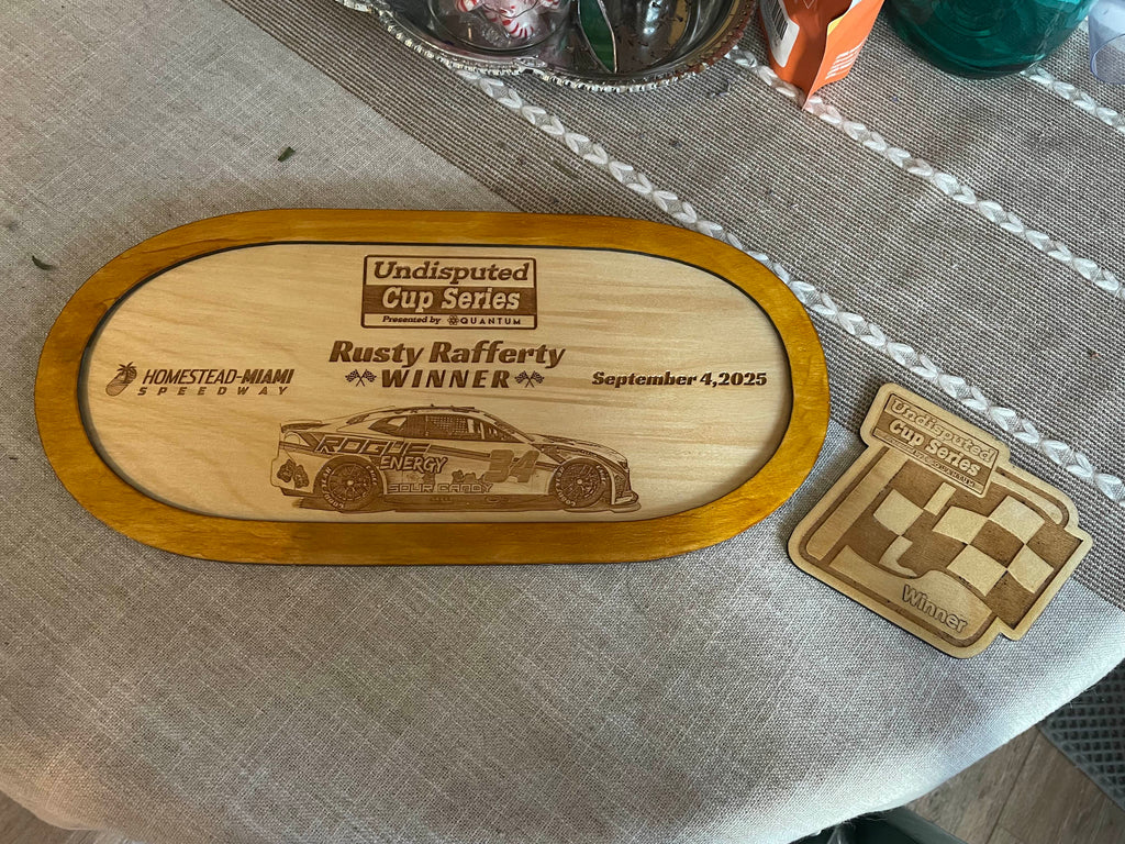 Track Trophies – Custom Wooden Race Plaques