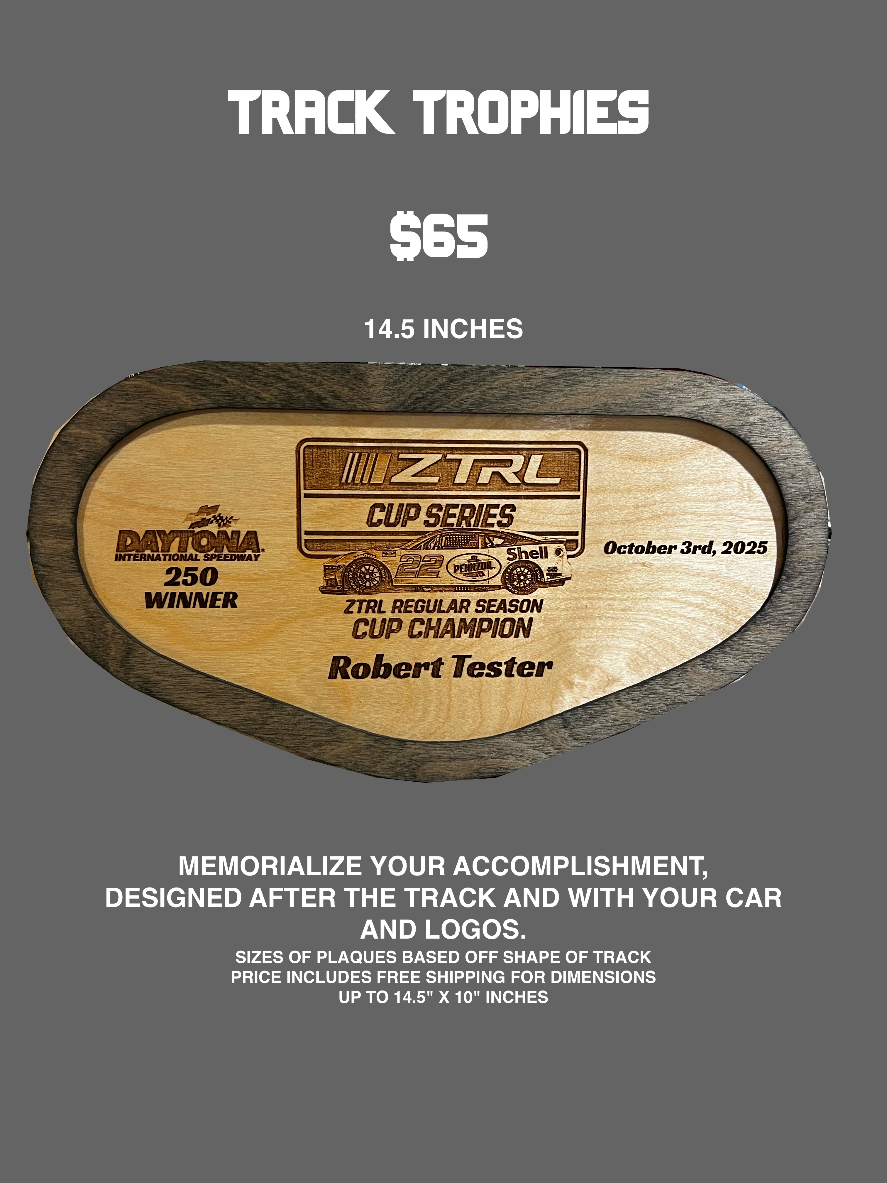 Track Trophies – Custom Wooden Race Plaques